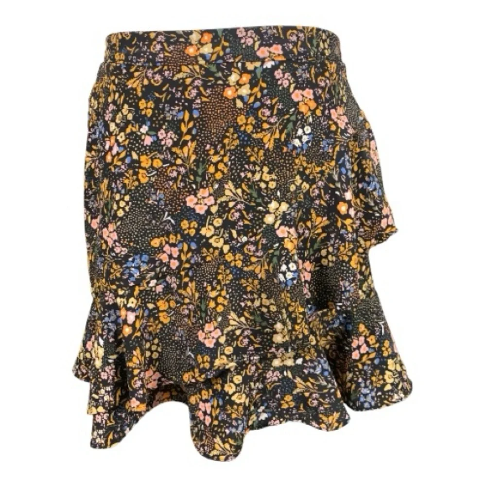 Altar'd State Asymmetrical Black Ruffle Floral Mini‎ Skirt Y2K Boho Coquette XS